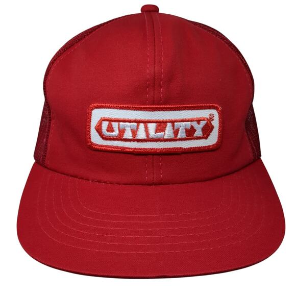 Utility Snapback Trucker Hat Red One Size Mesh Back Adjustable Tonkin Vintage - Picture 1 of 9